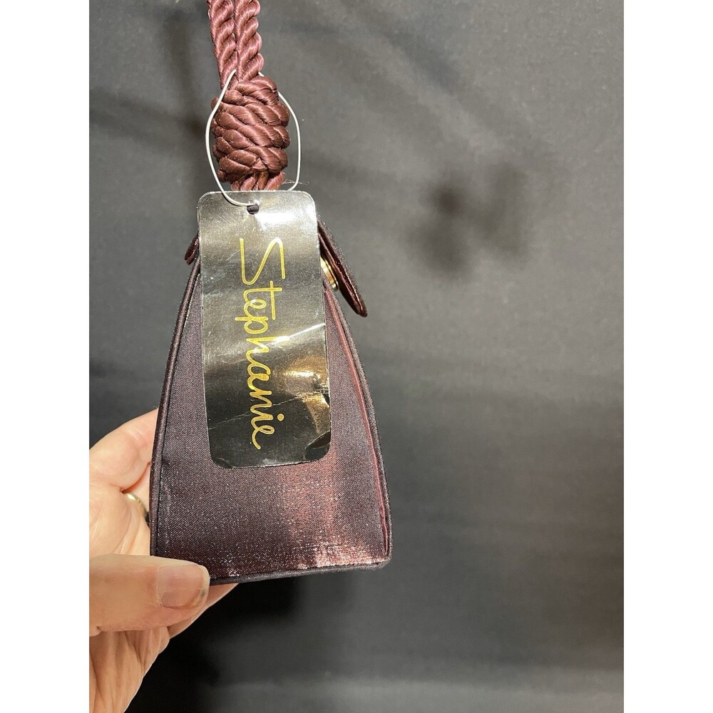Stephanie Burgundy Satin Mini Bag | Rope Handle Evening Purse | Vintage Style - Picture 4 of 7